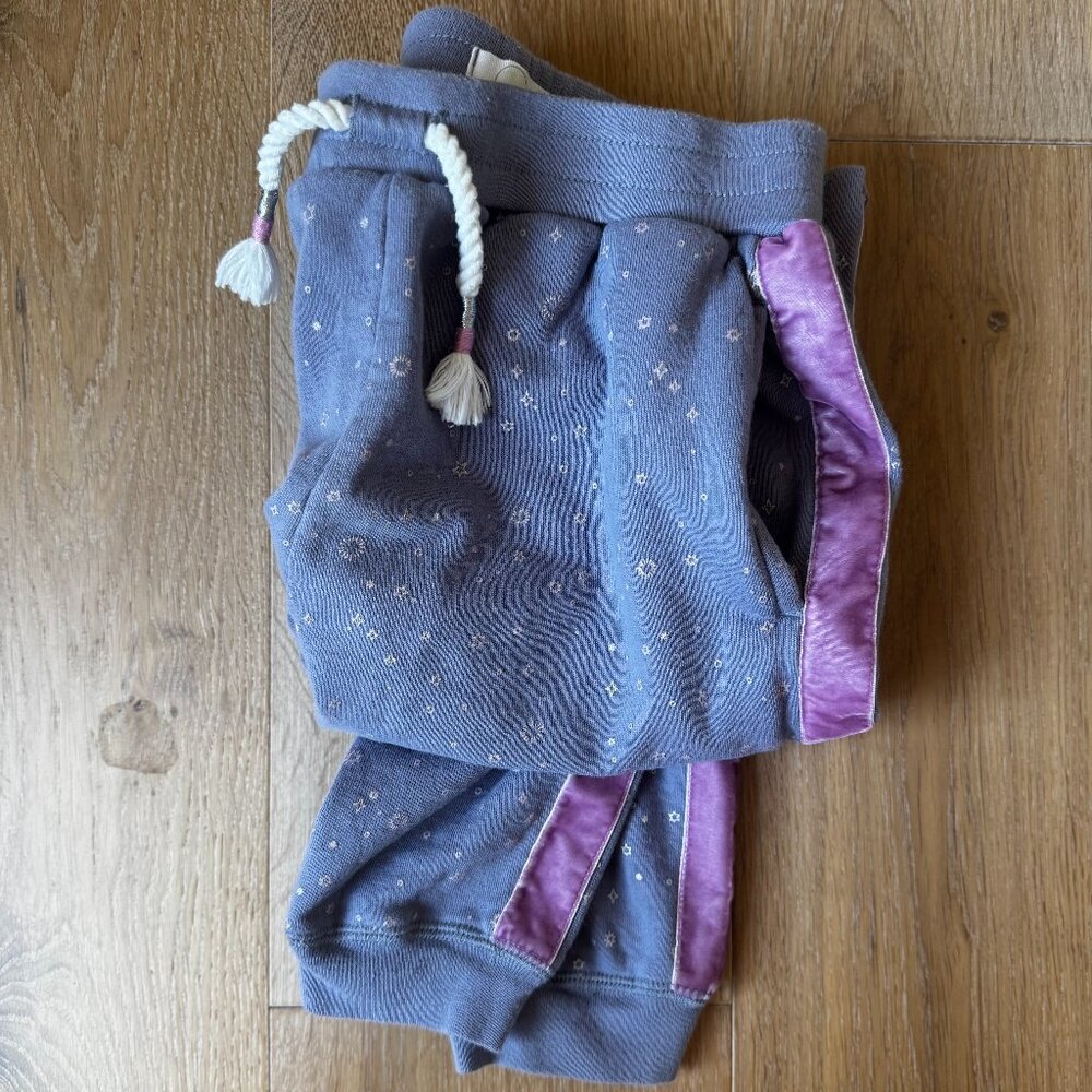 Peek Girls XL Sweatpants – Velvet Pink Side Tape & Shimmer Stars | 100% Cotton